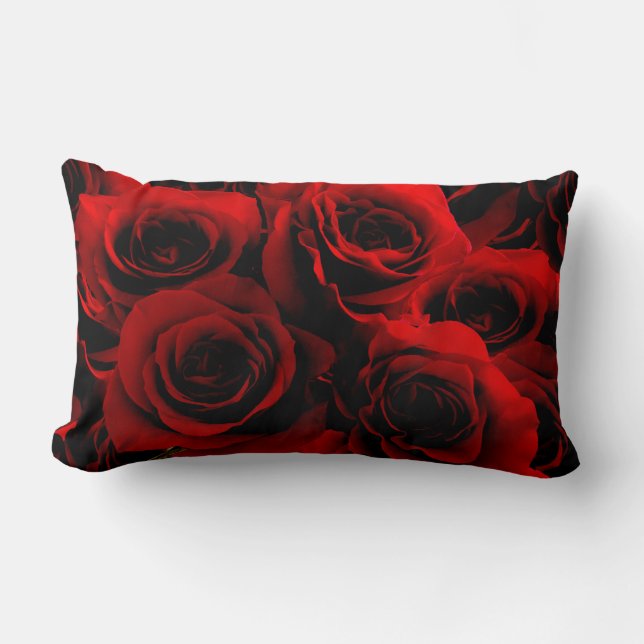 Dark Red Roses For you Lumbar Cushion (Front)