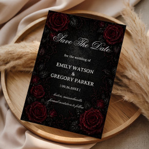 Dark Red Roses Gothic Save The Date
