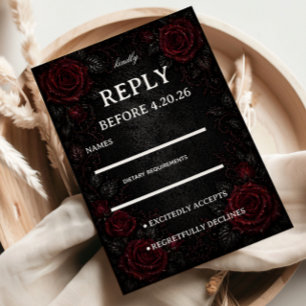 Dark Red Roses Guest RSVP Card