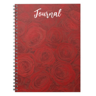 Dark Red Roses on Journal Notebook