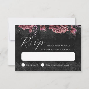 Dark Red Roses Romantic Victorian Gothic RSVP card