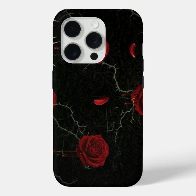 Dark Red Roses Thorns Gothic Pattern Case-Mate iPhone Case (Back)