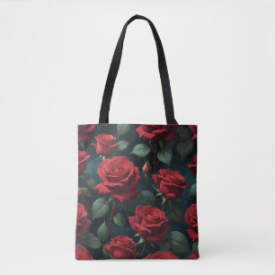 Dark Red Roses Tote Bag