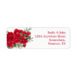 Dark Red Roses Wedding Name Return Address<br><div class="desc">A flourish of red roses and greenery is on the left hand side with your return name and address details aligned to the right which are easily personalised to your own. You can also change the text color, font and alignment if you wish via the Customise Further option. Matching items...</div>