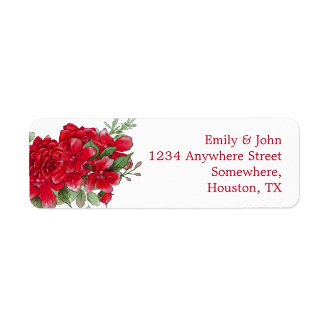 Dark Red Roses Wedding Name Return Address (Front)