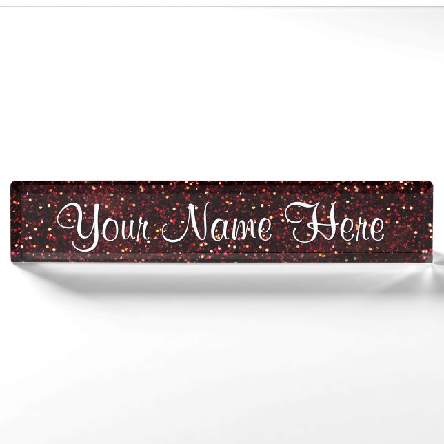 Dark Red Ruby Glitter Nameplate (Front)