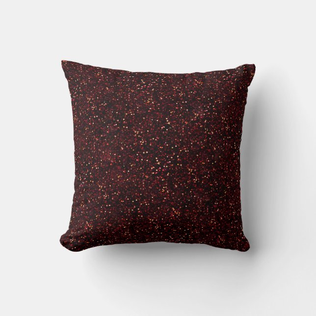 Dark Red Ruby Glitter Print Cushion (Front)