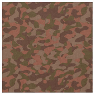 Dark red, Salmon and Olive camo abstract Fabric
