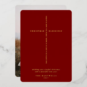 Dark Red Scripture Cross Photo
