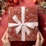 Dark Red & Shiny Silver & Gold Floral Paisley  Wrapping Paper<br><div class="desc">This elegant silver and gold vintage paisley pattern over a custom red background is a perfect wrapping paper for this holiday season.</div>