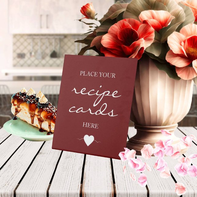 Dark Red Signature Script Recipe cards Pedestal Sign (Creator Uploaded)