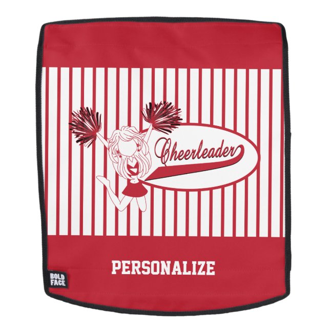 Dark Red Silhouette Cheerleader Girl Backpack (Removable Face)