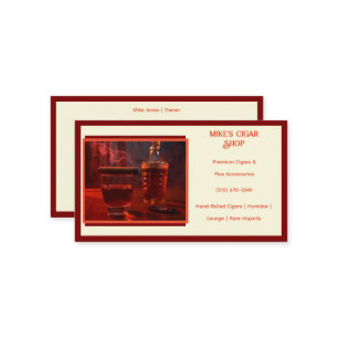 Dark Red Smoke Cigar Shop Business Card