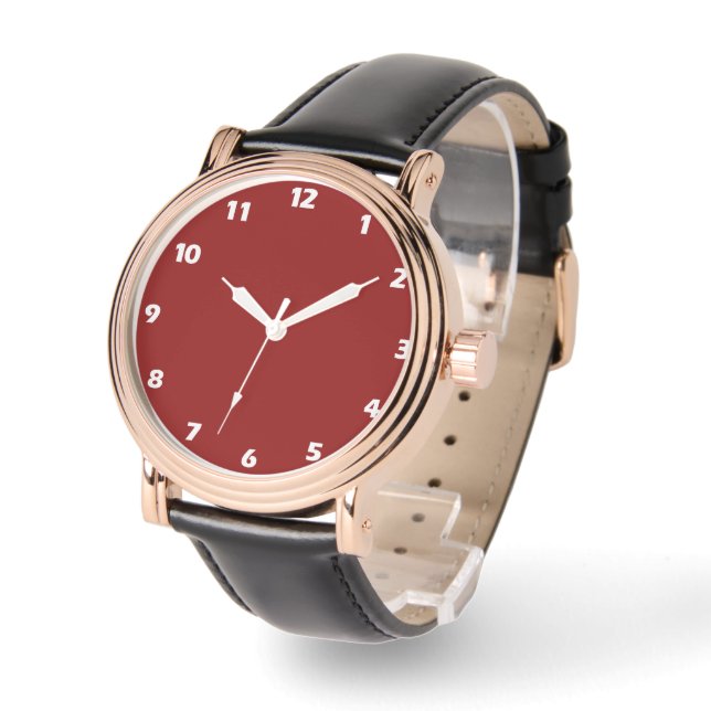 Dark Red Solid Colour Watch (Angle)
