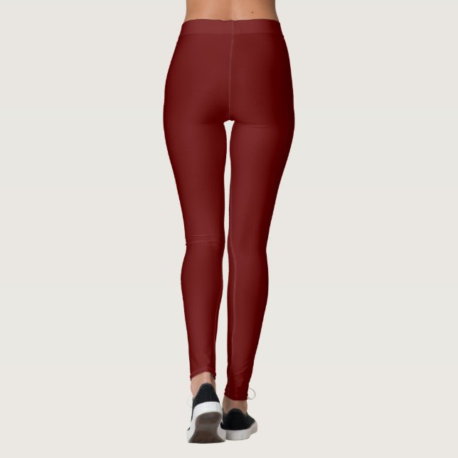 dark red solid plain leggings (Back)