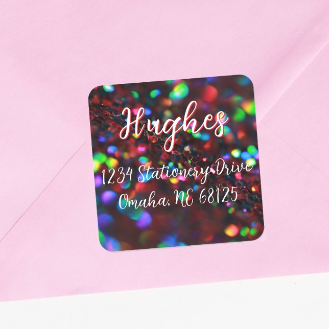 Dark Red Sparkling Address Label (Creator Uploaded)