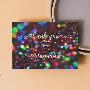 Dark Red Sparkling Thank You Cards