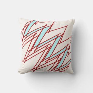 Dark Red Squiggle Aqua Lightning Strike Design Cushion