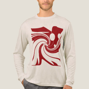 Dark Red Swirling Flower Bird Modern Art Abstract Tri-Blend Shirt