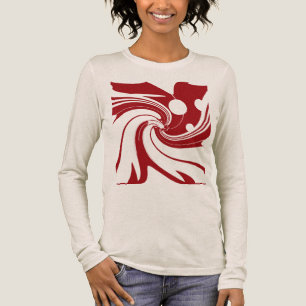 Dark Red Swirling Flower Bird Modern Art Abstract Tri-Blend Shirt