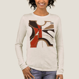 Dark Red Tan Black Bold Large Geometric Abstract Tri-Blend Shirt