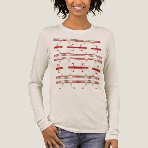 Dark Red Taupe Tan Horizontal Rows Southwest Look Tri-Blend Shirt