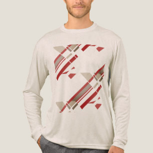 Dark Red Taupe Tan Slanted Southwest Look Abstract Tri-Blend Shirt