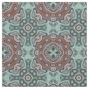 Dark Red Teal Blue Green Bali Batik Pattern Fabric