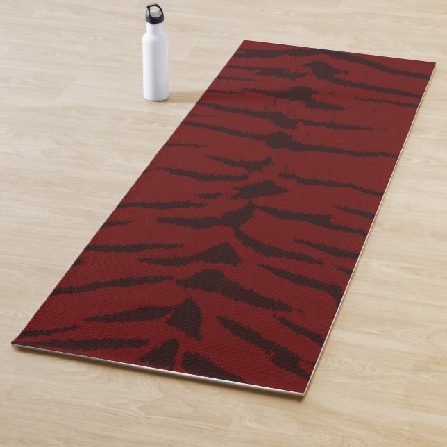 Dark Red Tiger Digital Print Yoga Mat (In Situ)