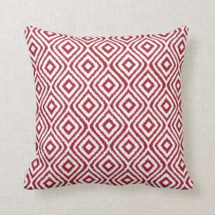 Dark Red Tribal Ikat Diamond Pattern Cushion