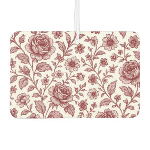 Dark Red Vintage Rose Pattern Car Air Freshener