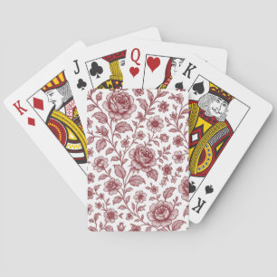 Dark Red Vintage Rose Pattern Playing Cards