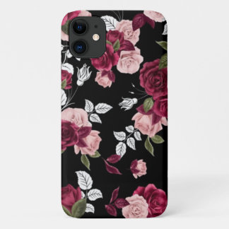 Dark red vintage roses pattern Case-Mate iPhone case