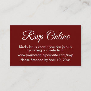 Dark Red Wedding RSVP Online Elegant Simple Enclosure Card