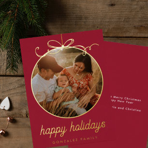 Dark Red Whimsical Ornament & Bow Photo