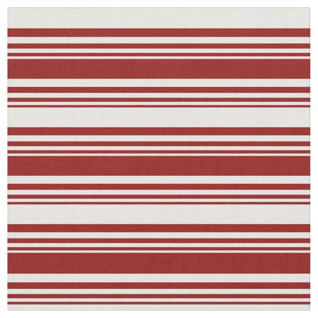 Dark Red & White Coloured Pattern of Stripes Fabric (Close Up)