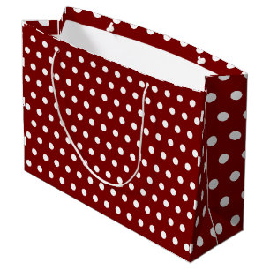 DARK RED WHITE POLKA DOT CUSTOMIZED STYLISH  LARGE GIFT BAG