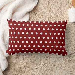 DARK RED WHITE POLKA DOT CUSTOMIZED STYLISH SIMPLE LUMBAR CUSHION