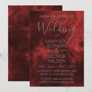 Dark Red Whole Smoked Marble Wedding Invitation