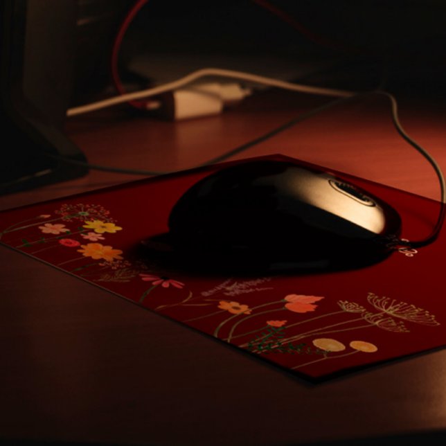Dark red  Wildflower watercolor  Mouse Pad (Creator Uploaded)