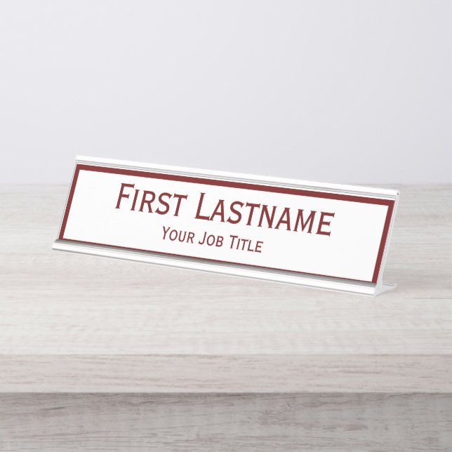 Dark Red Wine Custom Name Desk Name Plate (Front)
