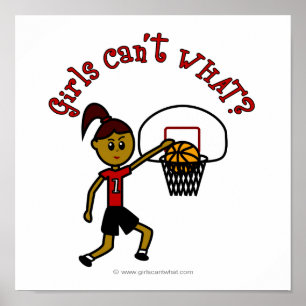Dark Red Womens Basketball Poster