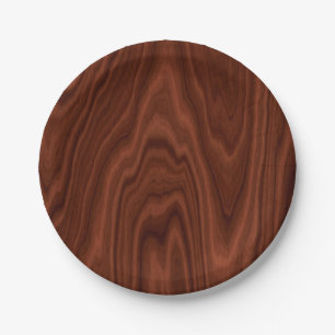 Dark Red Wood Texture Paper Plate