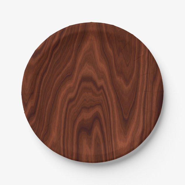 Dark Red Wood Texture Paper Plate (Front)