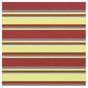 Dark Red, Yellow & Dim Grey Coloured Lines Fabric