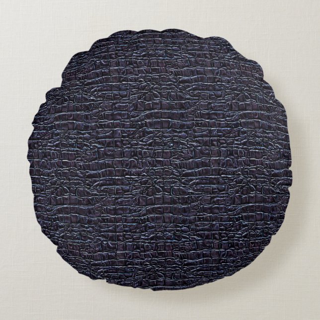 Dark Reptilian-Style Pattern Design Round Cushion (Front)