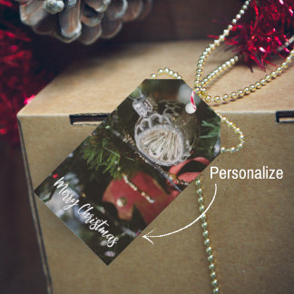 Dark retro Christmas tree Gift Tags