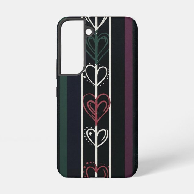 Dark Retro Pop Art Hearts Samsung Galaxy S22 Case (Back)