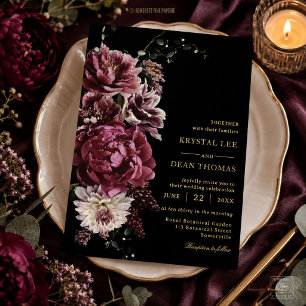 Dark Rich Black Moody Plum Burgundy Floral Wedding