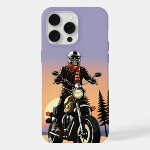 💀 Dark Rider in Skull Mask on High-Speed Street iPhone 15 Pro Max Case